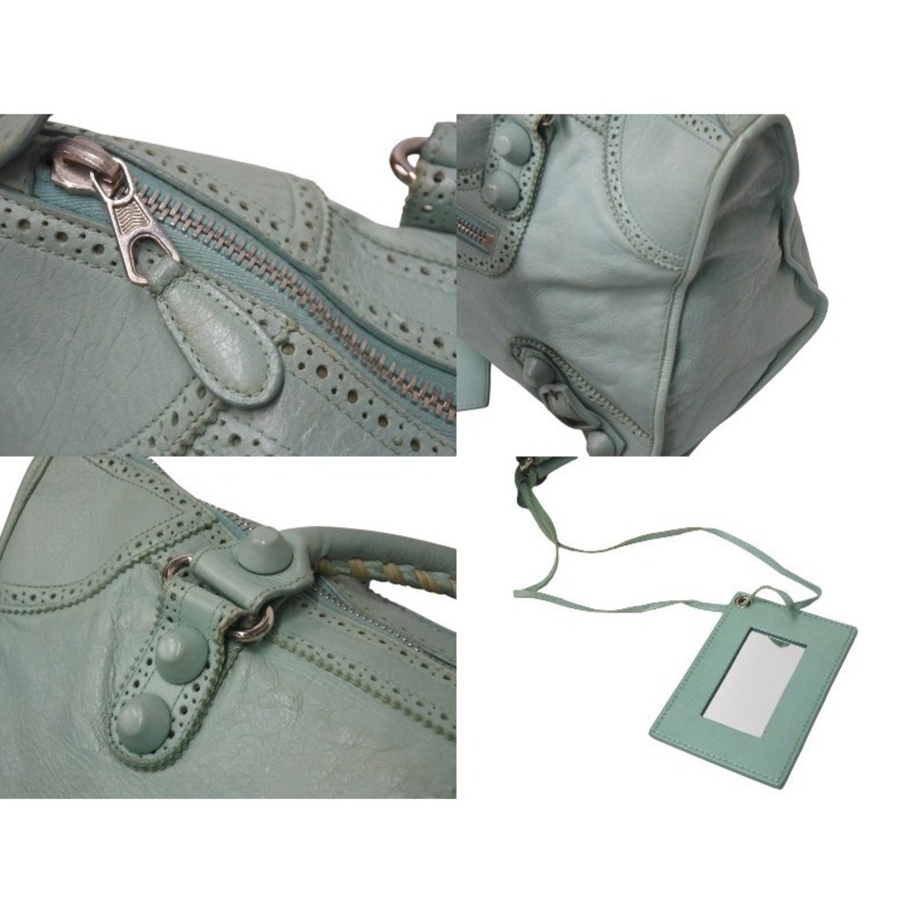 BALENCIAGA The Giant Editors City Covered Handbag Green Leather - Picture 4 of 9